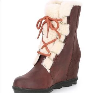 Sorel Joan of Arctic shearling wedge boots.  Only worn once, like new.